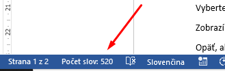 počet slov a znakov vo Worde